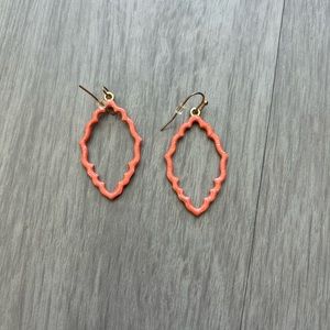 Coral red/orange drop earrings with glitter